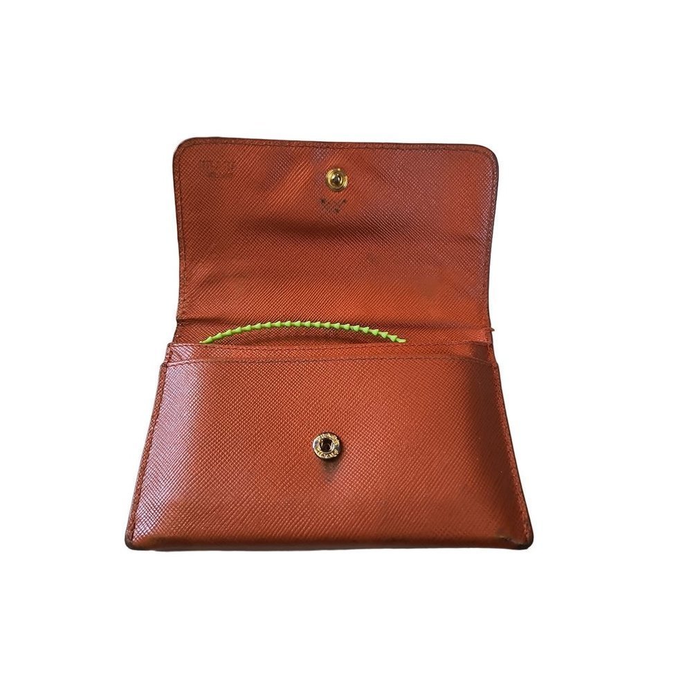 Vintage PRADA Saffiano leather‎ card holder in Papaya Fair ++ condition